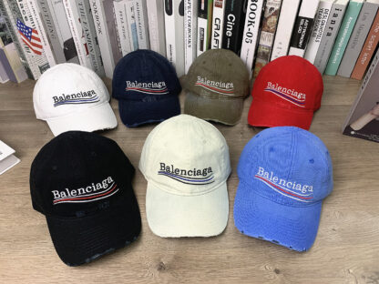 Balenciaga letter embroidered soft top washed distressed cut hole personalized baseball cap