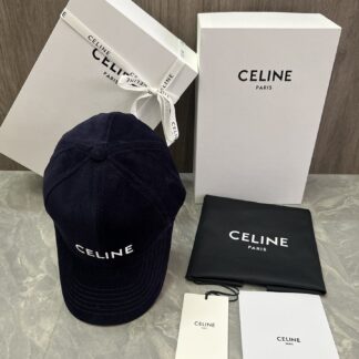 Cotton velvet baseball cap with Celine logo patch