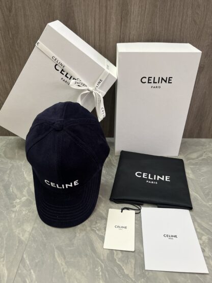 Cotton velvet baseball cap with Celine logo patch