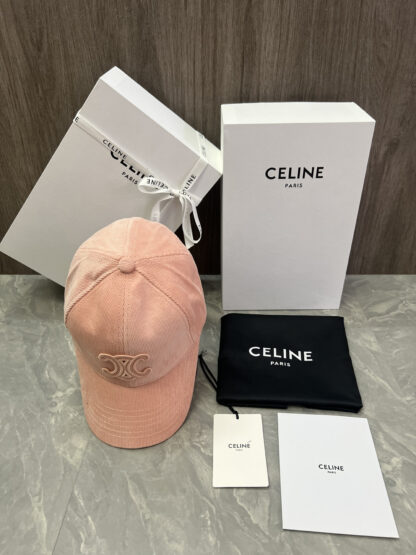 Celine logo patch cotton velvet baseball cap