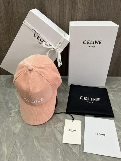 Celine logo patch cotton velvet baseball cap