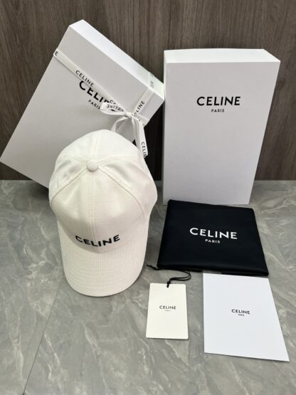 Celine logo patch cotton velvet baseball cap