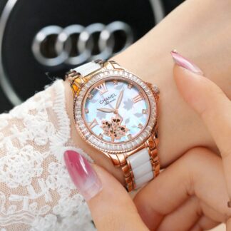 Chanel diamond-set literal hollow flower braid design watch