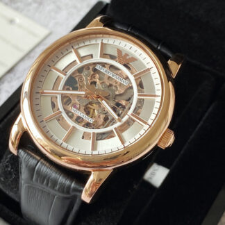 Armani 60007 Rose Gold Hollow Transparent Strap Automatic Mechanical Watch