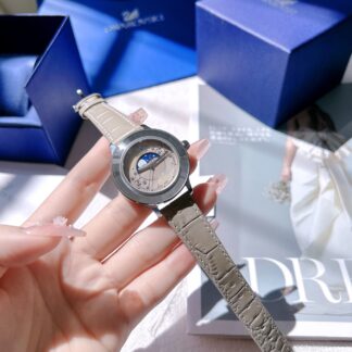 Swarovski Sky Moon Phase Quartz Leather Watch