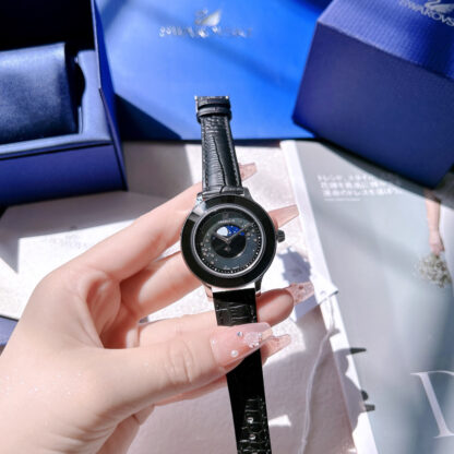 Swarovski Sky Moon Phase Quartz Leather Watch