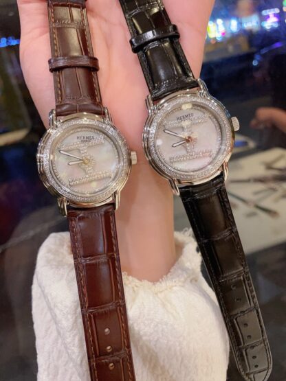 Hermes exquisite diamond-set quartz watch