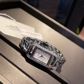 Hermes exquisite square dial diamond quartz watch