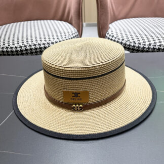 Celine summer flat top sun protection all-match senior straw hat