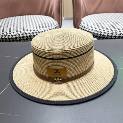 Celine summer flat top sun protection all-match senior straw hat