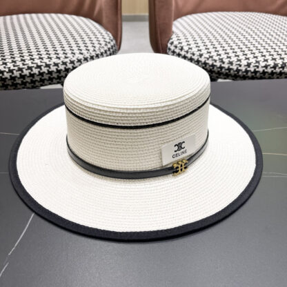 Celine summer flat top sun protection all-match senior straw hat