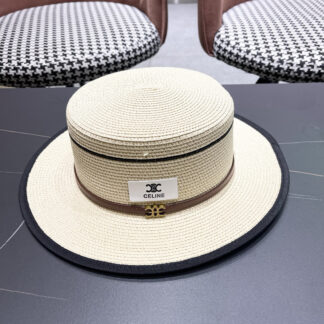 Celine summer flat top sun protection all-match senior straw hat