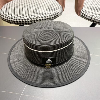 Celine summer flat top sun protection all-match senior straw hat