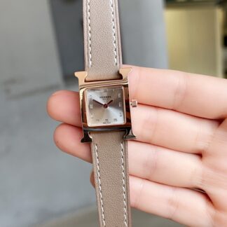 Hermes mother-of-pearl dial and diamond-set quartz watch
