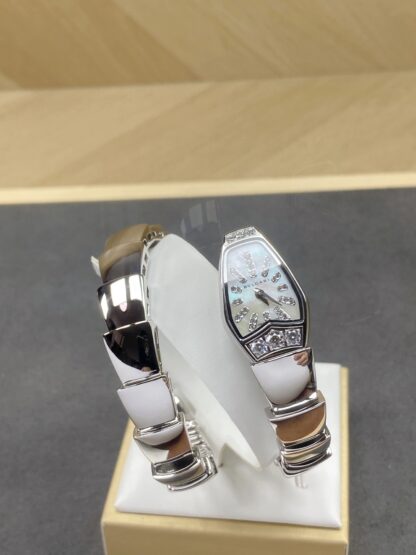 Bulgari white gold smooth double snake watch