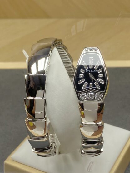 Bulgari white gold smooth double snake watch