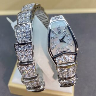 Bulgari white gold two-circle snake watch