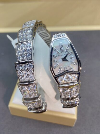 Bulgari white gold two-circle snake watch