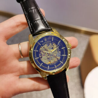 Rolex genuine leather strap + double push butterfly buckle