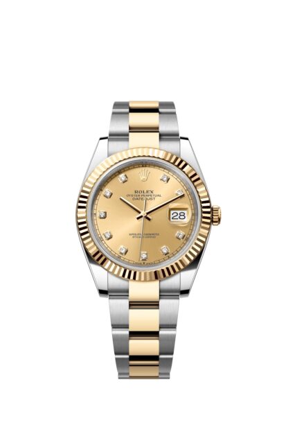 Rolex 41mm Datejust White Case Beveled Bezel Five Beads Strap