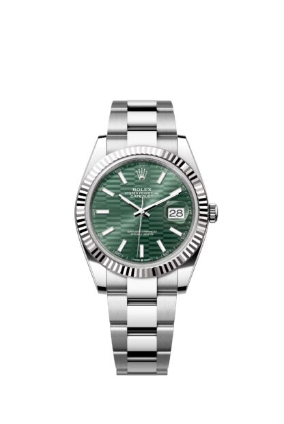 Rolex 41mm Datejust White Shell Ring Three Beads Strap