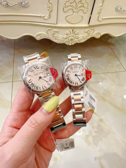 Cartier rose gold white dial watch
