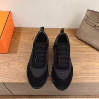 Hermes couple black casual sports shoes