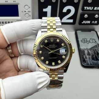 Rolex 41mm stainless steel gold diamond Datejust watch
