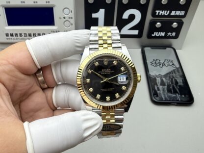 Rolex 41mm stainless steel gold diamond Datejust watch