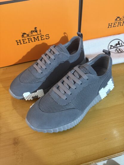 Hermès classic grey couple breathable casual sneakers
