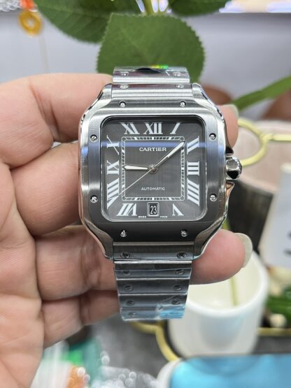 Cartier Santos grey dial mechanical watch