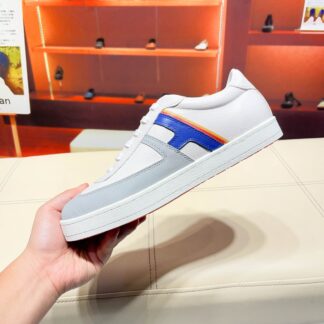 Hermes white and blue high-end men's low-top thick-soled casual sports shoes