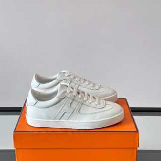 Hermes white high-end men's low-top thick-soled casual sports shoes