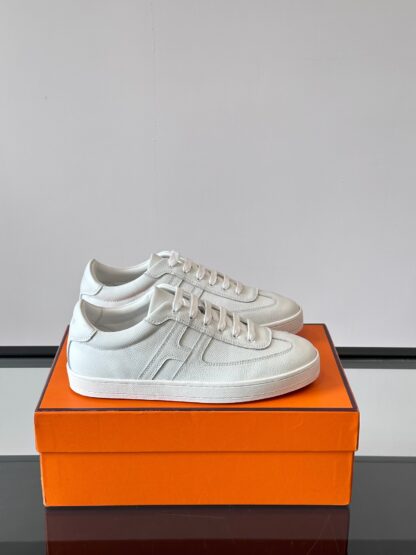 Hermes white high-end men's low-top thick-soled casual sports shoes