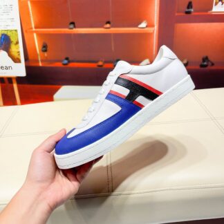 Hermès white and navy high-end men's low-top thick-soled casual sneakers