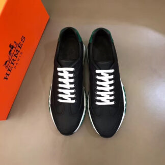 Hermès Paris catwalk simple classic black and green casual shoes