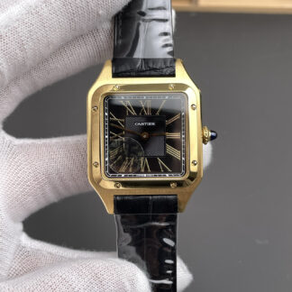 Cartier Santos black gold dial watch