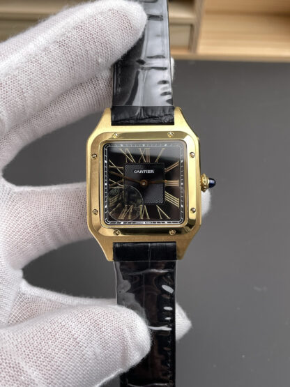 Cartier Santos black gold dial watch