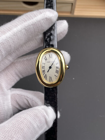 Cartier Bathtub Gold White Dial Watch