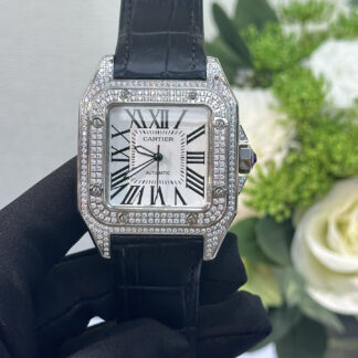 Cartier full diamond Santos mechanical watch