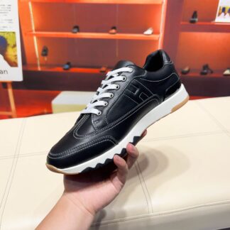 Hermès Paris catwalk simple classic black and white casual shoes
