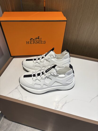 Hermes white and black fashion simple casual sports shoes