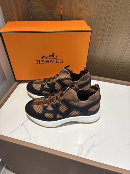 Hermes brown and black stylish simple casual sports shoes