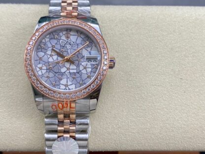 Rolex women's model with single calendar and chronograph, 31mm diameter