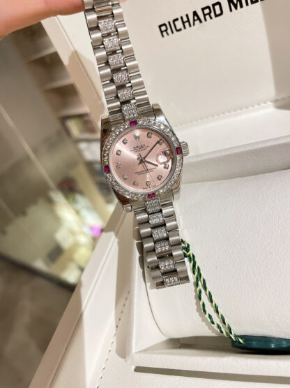 Rolex Log Series Classic Women's Model Solid Core Three-Bead Steel Strap