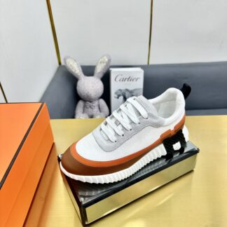 Hermès classic couple style gray and orange color matching sports casual shoes