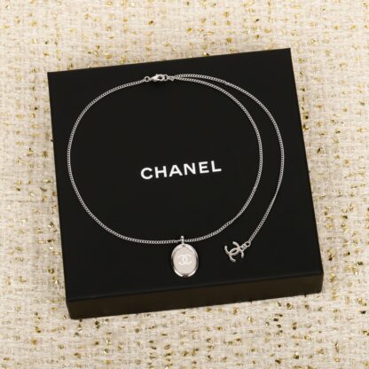 Chanel 25s silver mirror necklace