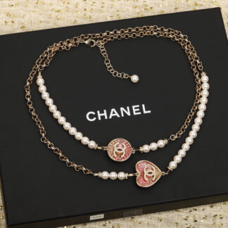 Chanel Heart Gradient Pearl Sweater Necklace