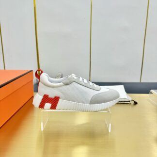 Hermès classic couple style white and gray color matching sports casual shoes