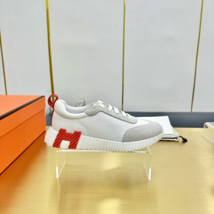 Hermès classic couple style white and gray color matching sports casual shoes